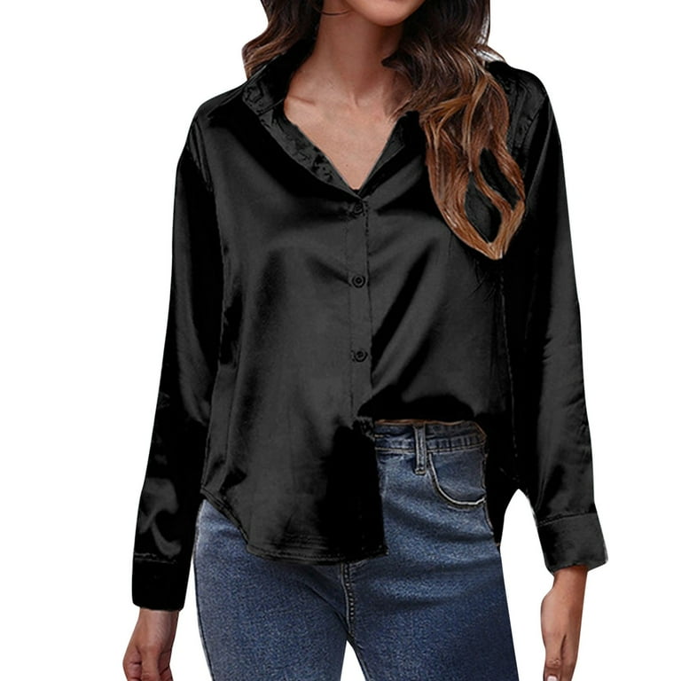 black silk button down blouse