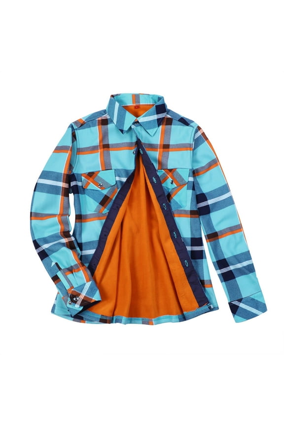 Button Down Shirts for Women Plus Size Long Sleeve Casual Tops Plaid Fleece Lined Jacket Up Fuzzy Checkered Flannel Winter Fall Blouse