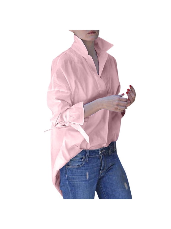 Button Down Shirts for Women Plus Size Long Sleeve Casual Tops Solid Elegant Business White Winter Fall Blouse