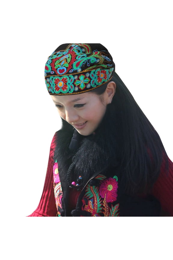 Head Wraps for Women Beanie Hat Flowers Vintage Ethnic Mexican Bandanas Embroidery Print Red Baseball Mens Winter Caps