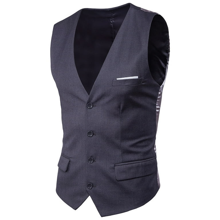 LowProfile Men's Formal Suit Vest Waistcoat V Neck Silm Fit Solid