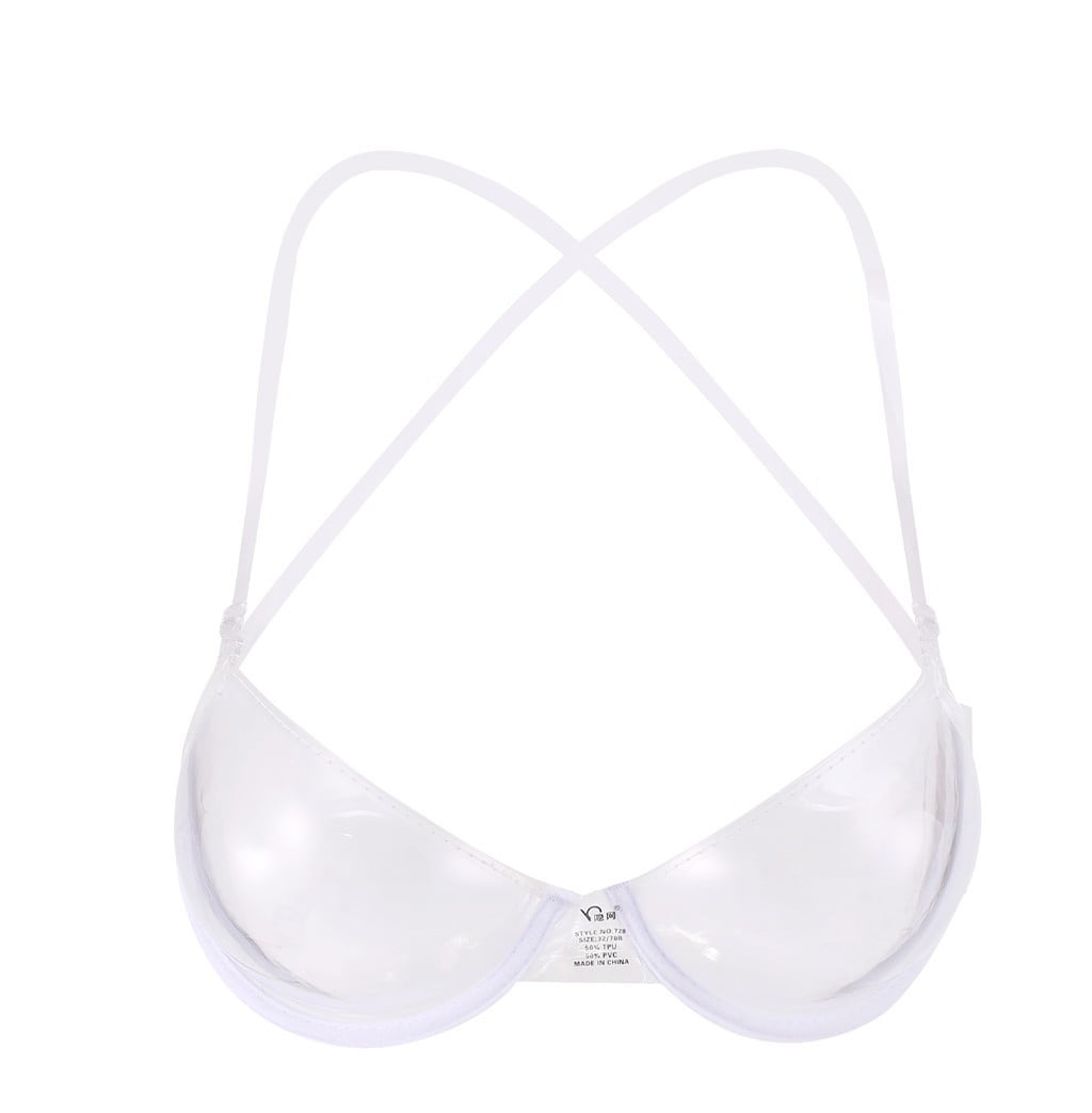 Women Transparent Clear PVC Strong Invisible Strap Push Up Bra