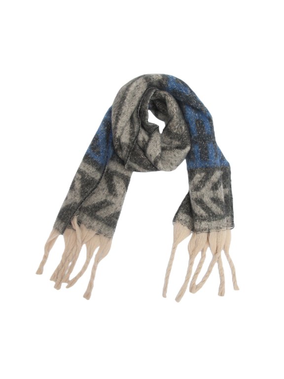 Scarf for Women European And American Thickened Loop Yarn Coarse Fringe Leaf Wrap Gray Winter Scarf