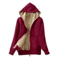 thumbnail image 1 of LowProfile Sweatshirt Hoodies for Women Plus Size Long Sleeve Casual Tops Warm Sherpa Lined Zip Up Hooded Jacket Coat Winter Fall Sweatshirts Wine Red 3XL, 1 of 6