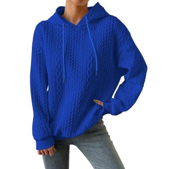 LowProfile Sweatshirt Hoodies for Women Plus Size Long Sleeve Casual Tops Textured Drop Shoulder Drawstring Pullover Solid Winter Fall Sweatshirts