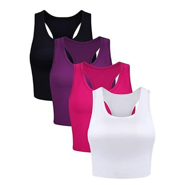 LowProfile Tank Top for Women Casual Sleeveless 4 Pieces Crop Crop Sport Blouse Basic Shirts Tops L