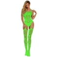 thumbnail image 1 of LowProfile Underwear Bodysuit for Women Mesh Hollow Fishnet BabyDoll Underwear Nightwear Overalls Green, 1 of 6