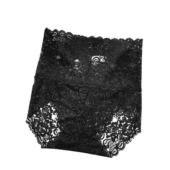LowProfile Underwear Women High Waist Plus Size Transparent Seductive Lace High- Brief PantiesLowProfile BlackLowProfile L