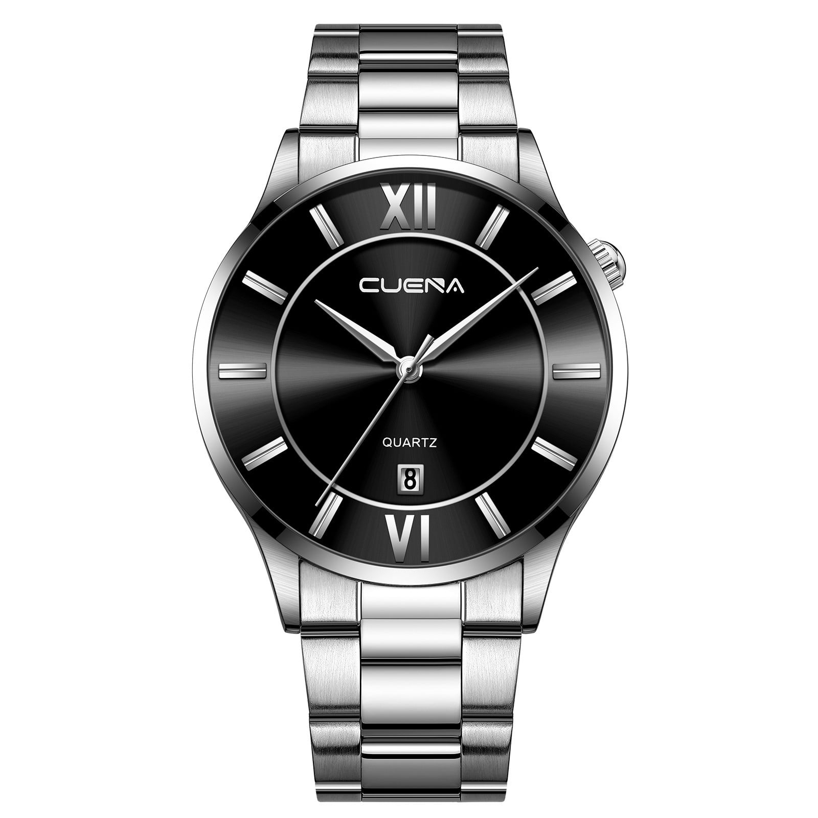 LowProfile Watch for Men CUENA Business Steel Belt Calendar Sports