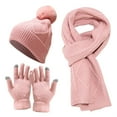 thumbnail image 1 of LowProfile Winter Beanie Hat Men Women Warm Knitted Adult Windproof Cycling Skiing Knit Scarf Gloves Sets Cap Pink, 1 of 6