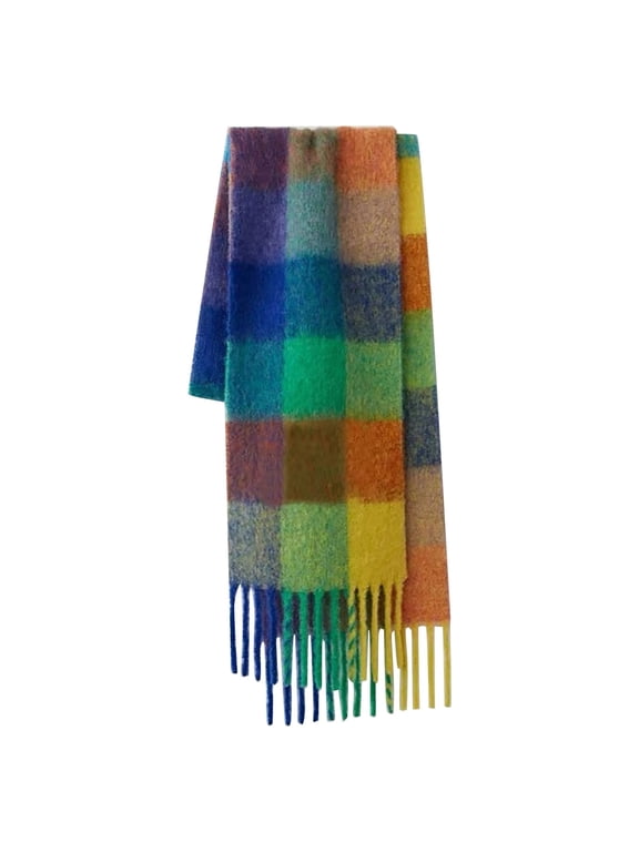 Winter Scarf for Women Thermal Classic Tassel Plaid Warm Soft Chunky Large Blanket Wrap 1 Pack Green Warm Neck Scarf for Cold Winter