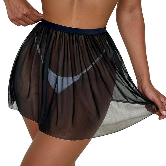 LowProfile Women's Swim Skirt Sheer Mesh Cover Up Shorts Beach Cover Up Beach Solid Sheer Mesh Cover Up Skirt Swimsuit Skirts