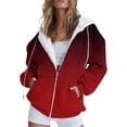 thumbnail image 1 of LowProfile Womens Sweatshirt Winter Fall Clothes Long Sleeve Hoodies Fashion Autumn Butterfly Gradient Print Pockets Cute Drawstring Zipper Sweaters Outfits Casual Tops XL, 1 of 4