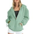 thumbnail image 1 of LowProfile Womens Sweatshirts Winter Fall Clothes Long Sleeve Hoodies Oversized Pocket Drawstring Zipper Track Solid Top Sweaters Outfits Casual Tops Mint Green L, 1 of 5