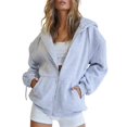 thumbnail image 1 of LowProfile Womens Sweatshirts Winter Fall Clothes Long Sleeve Hoodies Oversized Pocket Drawstring Zipper Track Solid Top Sweaters Outfits Casual Tops Grey L, 1 of 7
