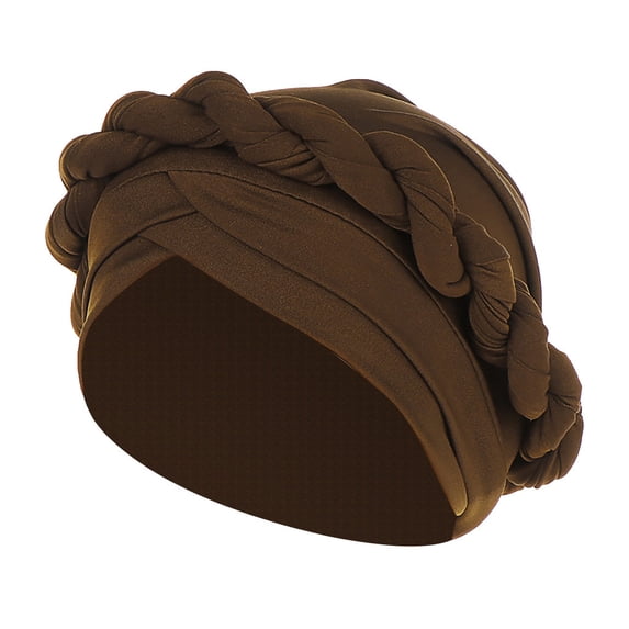 LowProfile Womens Turbans Hat Head Wraps Fashion Braid India Muslim Ruffle Beanie Wrap Cap Coffee