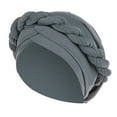 thumbnail image 1 of LowProfile Womens Turbans Hat Head Wraps Fashion Braid India Muslim Ruffle Beanie Wrap Cap Grey, 1 of 2