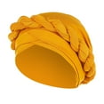thumbnail image 1 of LowProfile Womens Turbans Hat Head Wraps Fashion Braid India Muslim Ruffle Beanie Wrap Cap Yellow, 1 of 2