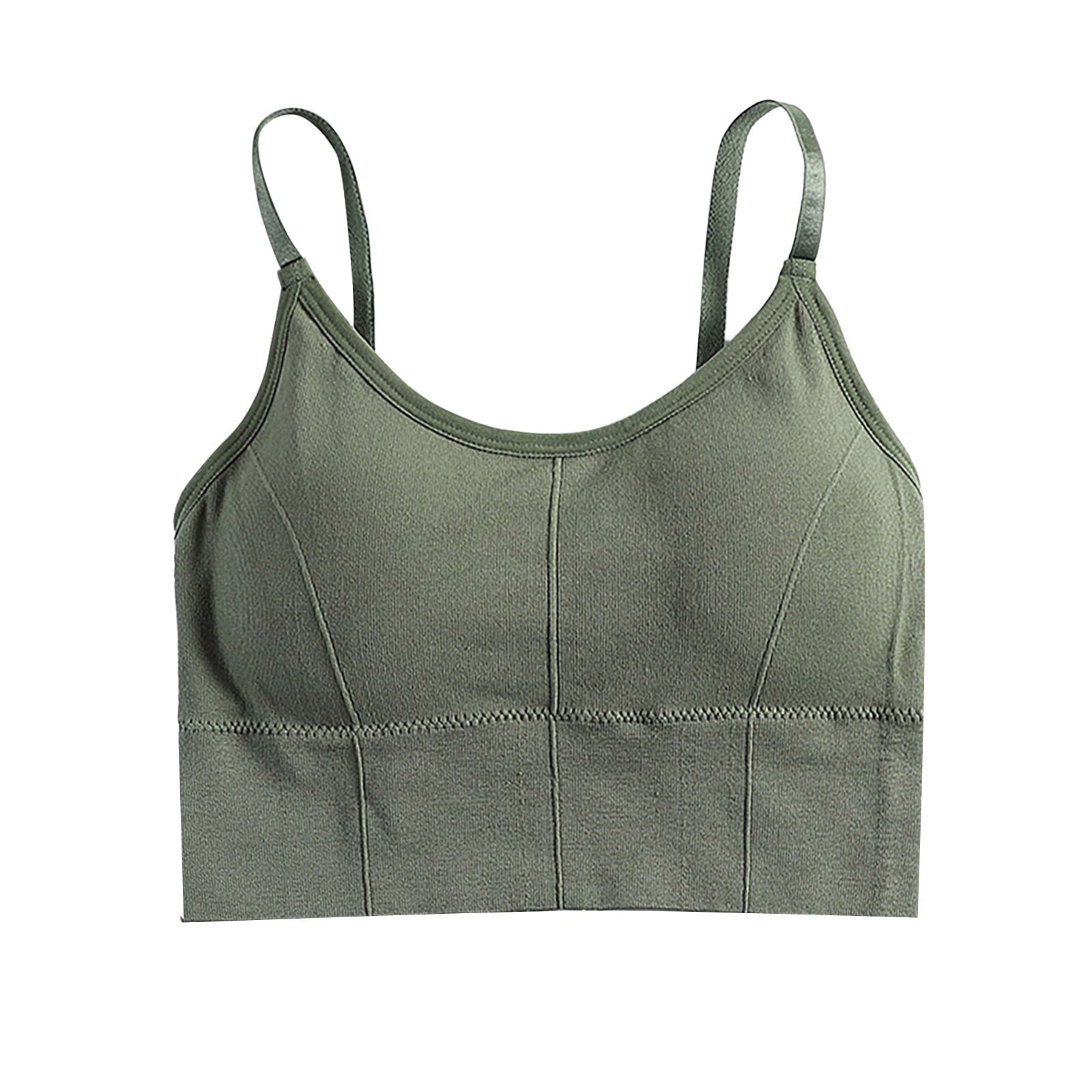 LowProfile Workout Sports Bra for Womens Tank With Built In Tank Tops Strap  Stretch Cotton Camisole With Built In Padded Shelf Small A Yoga Bras Green  