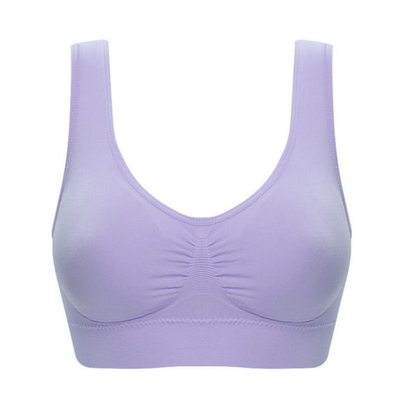 LowProfile Workout Sports Bra for Womens Plus Size Double Size Bandeau Plus Stretchy Padded Top Strapless Removable Yoga Bras Light Purple S