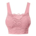 thumbnail image 1 of LowProfile Workout Sports Bra for Womens Plus Size Seamless Lace Top With Front Lace Cover Yoga Bras Pink M, 1 of 4