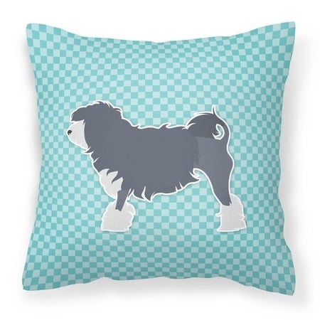 Lowchen Checkerboard Blue Fabric Decorative Pillow