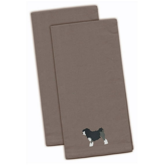 Lowchen Gray Embroidered Towel Set of 2