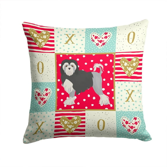 Lowchen Little Lion Dog 2 Love Fabric Decorative Pillow Red
