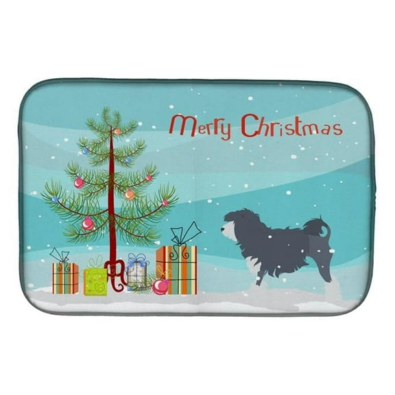 Lowchen Merry Christmas Tree Dish Drying Mat