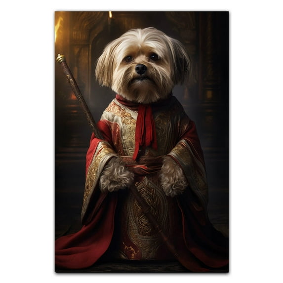 Lowchen Pets Portrait Painting of Dog Renaissance Style on Canvas Royal Pet Portrait from Photo, Wall Art Print for Home Decor, Modern Wall Decoration