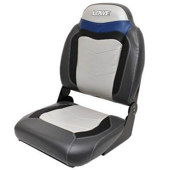 Lowe Boat Folding Fishing Seat 2240623 | Gray Black Blue 24 1/2 Inch
