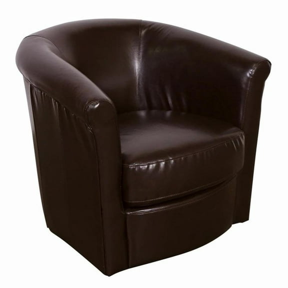 Lowe Contemporary Leather-Look Swivel Accent Chair - Chocolate
