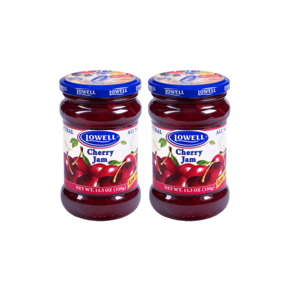 Lowell Cherry Jam 2-Pack All-Natural, No Added Sugar, Gluten-Free, Vegan, Rich in Flavor, Perfect for Spreads, Baking, Toast, and Gifting