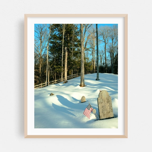 Lowell Lake Cemetery, Londonderry - Londonderry Vermont Photography Winter Snow Landscape Rural Rustic Nature Oak Framed Wall Art Print 6 x 8 inches