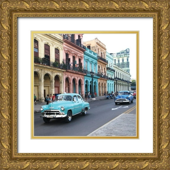 Lowenkron, K 15x15 Gold Ornate Wood Framed with Double Matting Museum Art Print Titled - Havana Rainbow Houses