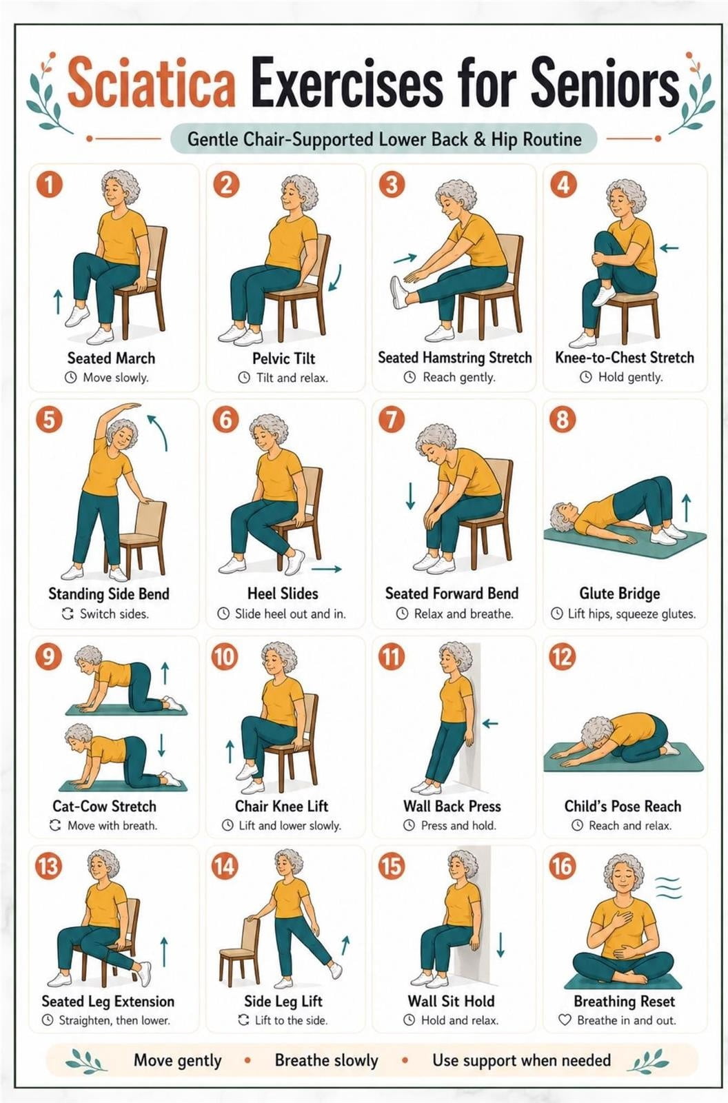 Girls Stretch Exercise Lower Back Exercise Poster Sciatica Stretch Chart, Practical routine ...