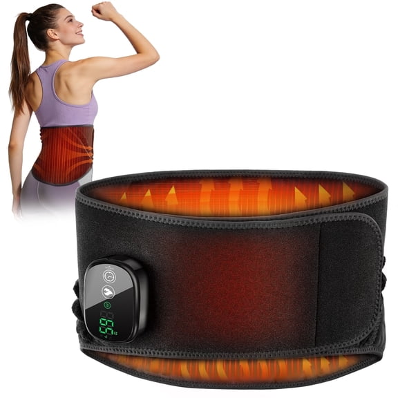 Period Heating Pad, Uterus Waist Belt & Hand Warmer, 3 in 1 Heating Pad for Shoulder Hand Abdominal, Cordless Belly Heating Pad, 5 Heating, 3 Timing, 2pcs 4000mAh Battery, Large-Area Heated, Black