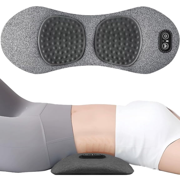 Lower Back Massager with Heat, Vibration & Traction | Deep Tissue Lumbar Support Pillow for Pain Relief on Bed, Chair, or Office(RL Gray 1 Set)