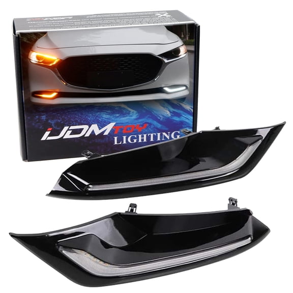 Lower Bumper Insert Replace Switchback LED Daytime Running Light Kit For 2019-up Mazda3, White LED DRL & Amber LED Sequential Turn Signal Feature