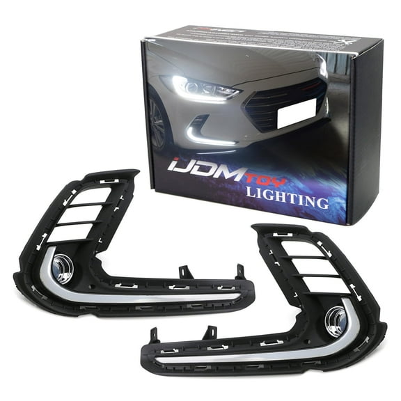 Lower Bumper LED Daytime Running Light Kit For 2017-2018 Hyundai Elantra Sedan, KDM Style DRL Bezel Replacement Assembly w/DRL Module Box