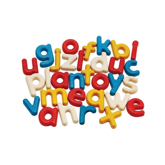 PlanToys Lower Case Alphabet Wooden Learning Set for Kids Ages 3+ | Montessori Educational Resource for Literacy, Letter Recognition & Spelling | Eco-Friendly Early Language Development Tool