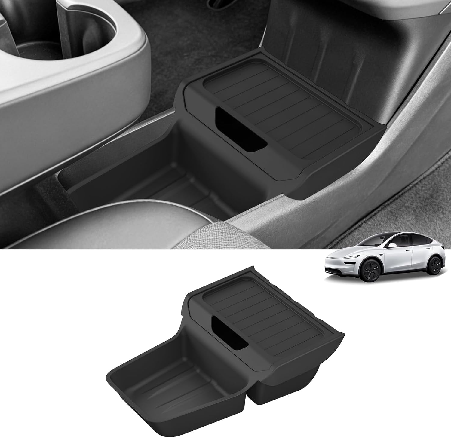 Lower Center Console for Tesla Model Y Juniper Standard Version 2026 2025 Lower Storage Organizer Accessories Interior Storage Insert Tray TPE Black