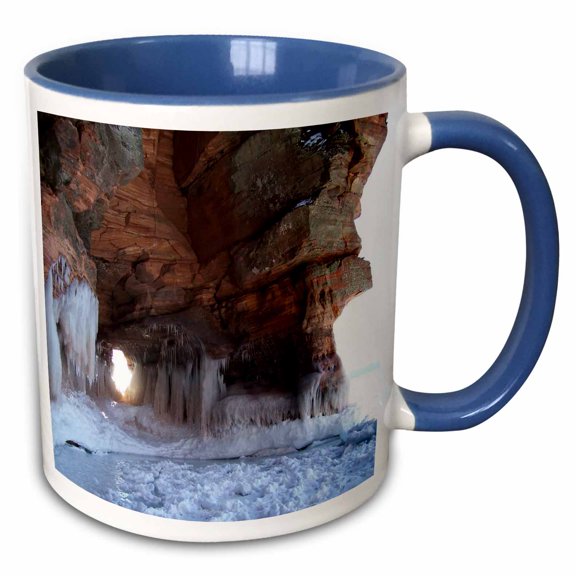3drose, Lower Cliff Ice Cave, Apostle Islands, 11oz Two-tone Blue Mug