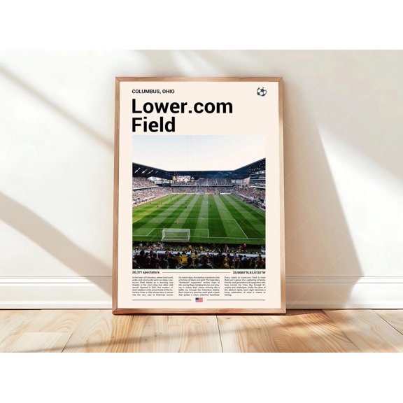 Lower.Com Field Stadium Image Print Mid Century Modern Soccer Sports Bedrooms Minimalist Office Wall Art, Unframed Poster