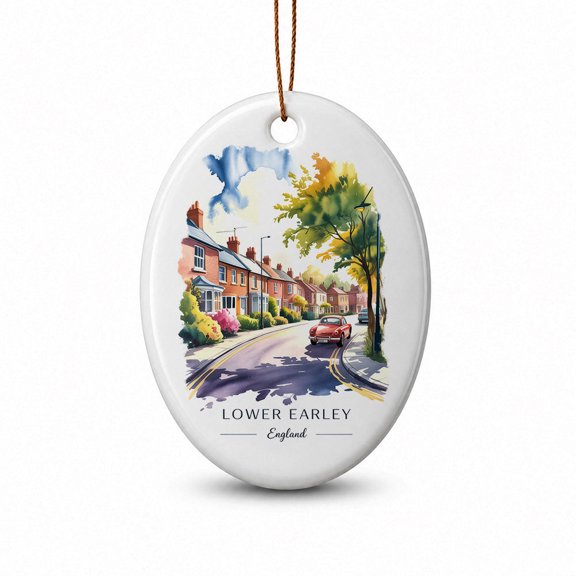 Lower Earley Travel Destination Oval Ornament, England Holiday Christmas Keepsake