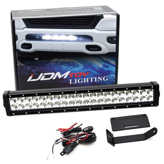 Lower Grille Mount 20-Inch LED Light Bar For 2019-up Dodge RAM Limited, Includes (1) 120W High Power LED Lightbar, Lower Bumper Opening Mounting Brackets & On/Off Switch Wiring
