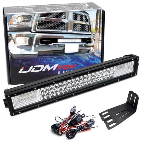 Lower Grille Mount 21-Inch LED Light Bar Kit for 2009-18 Dodge RAM 2500 3500 HD, Includes (1) Triple-Row High Power LED Lightbar, Lower Bumper Opening Mounting Brackets & Switch Wiring Kit