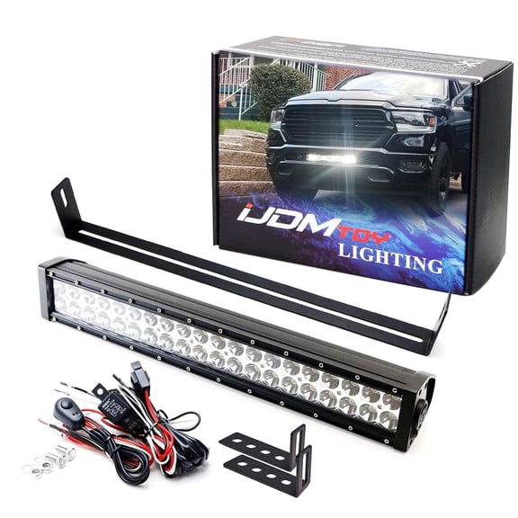 Lower Grille Opening Mount 20-Inch LED Light Bar For 2020-up RAM 2500 3500, Includes 120W High Power LED Lightbar, Behind Lower Bumper Mesh Mounting Brackets & On/Off Switch Relay
