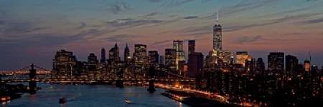 Lower Manhattan at dusk Canvas Art - Richard Berenholtz (8 x 24)