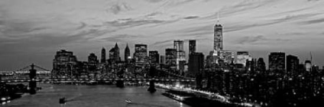 Lower Manhattan at dusk Canvas Art - Richard Berenholtz (8 x 24)